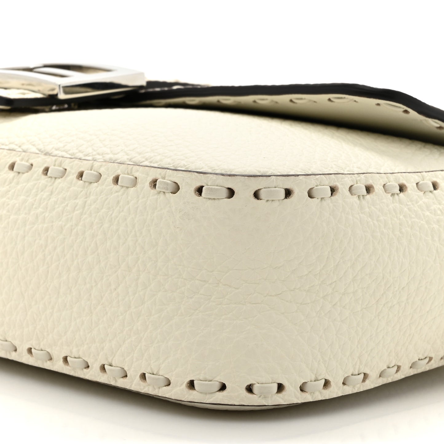 Cuoio Roma Sellerissima Nappa Sintetica Tape Stitch Baguette Bianco Ice