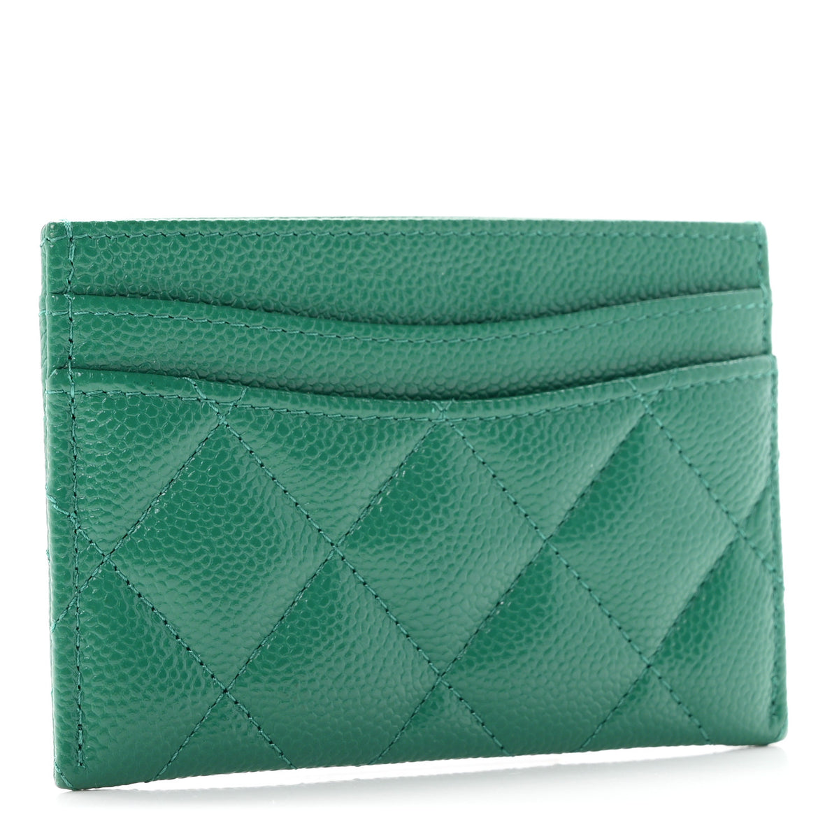 Chanel Caviar Quilted Card Holder Green 3 of 9