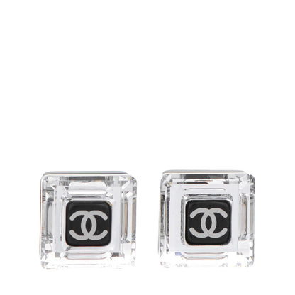 Chanel Crystal CC Square Charm Earrings Black 1 of 5