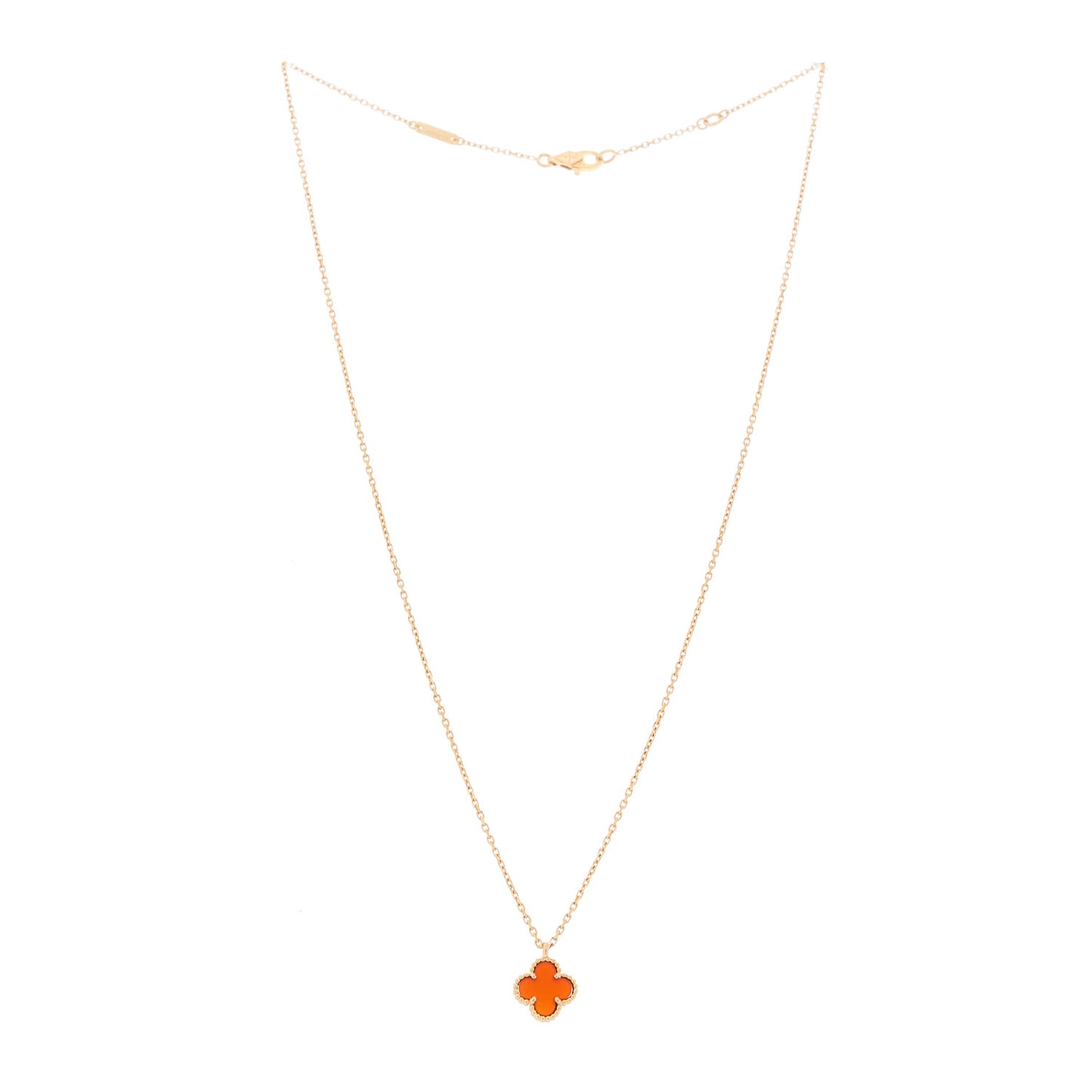18K Rose Gold Carnelian Sweet Alhambra Pendant Necklace