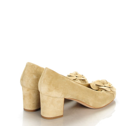 Chanel Suede Calfskin Camellia Ballerina Pumps 39.5 Beige 4 of 7