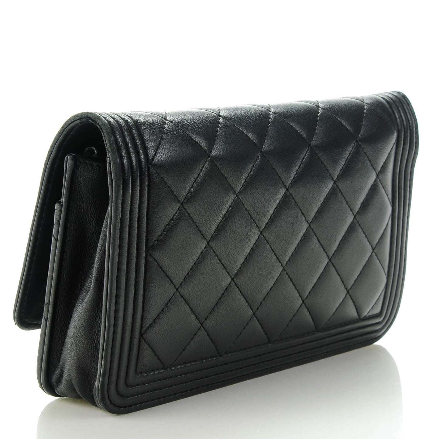 Lambskin Quilted Boy Wallet On Chain WOC Black