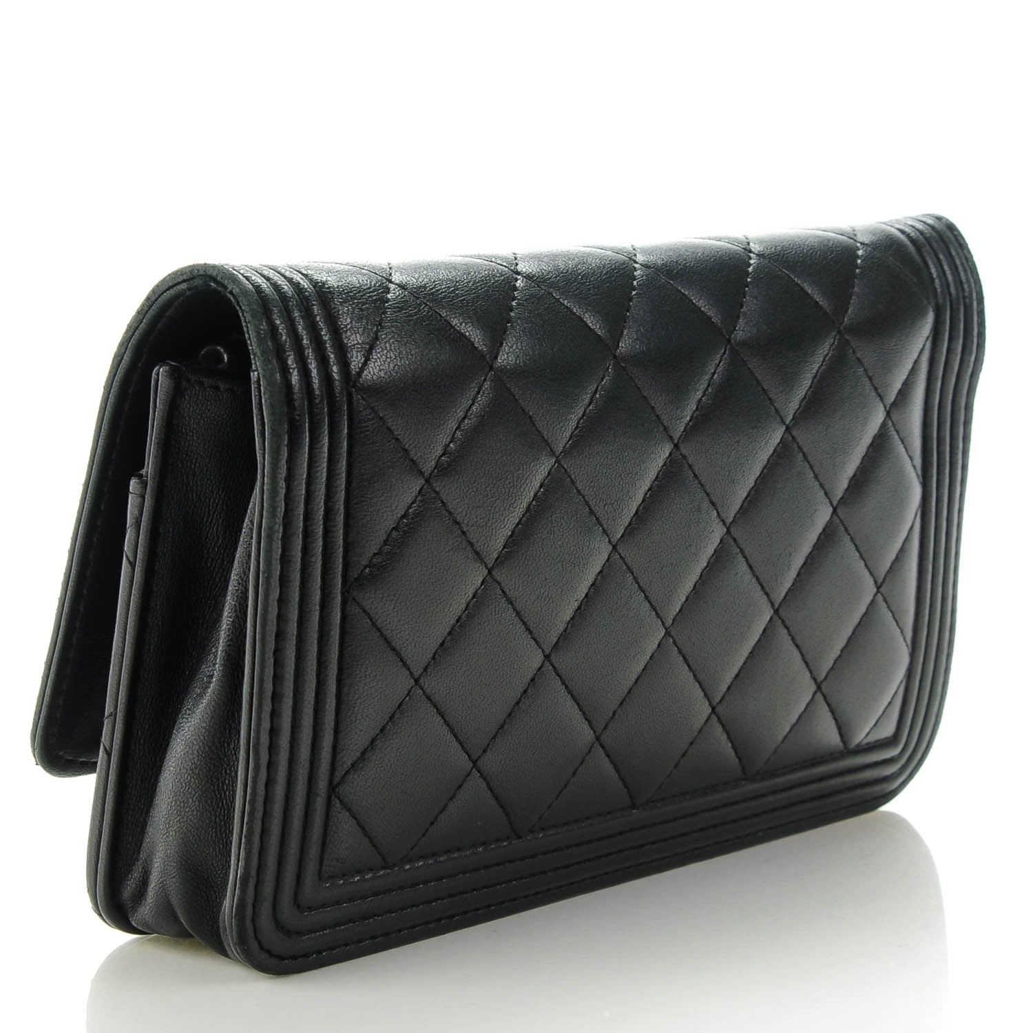 Chanel Lambskin Quilted Boy Wallet On Chain WOC Black 3 of 11