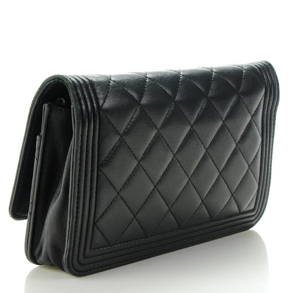 Chanel Lambskin Quilted Boy Wallet On Chain WOC Black 3 of 11