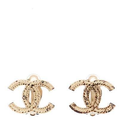 Chanel Textured CC Clip On Earrings Gold 1 of 7