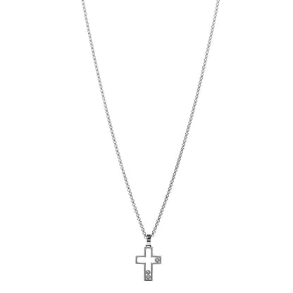Chopard 18K White Gold 3 Happy Diamonds Cross Pendant Necklace 1 of 6