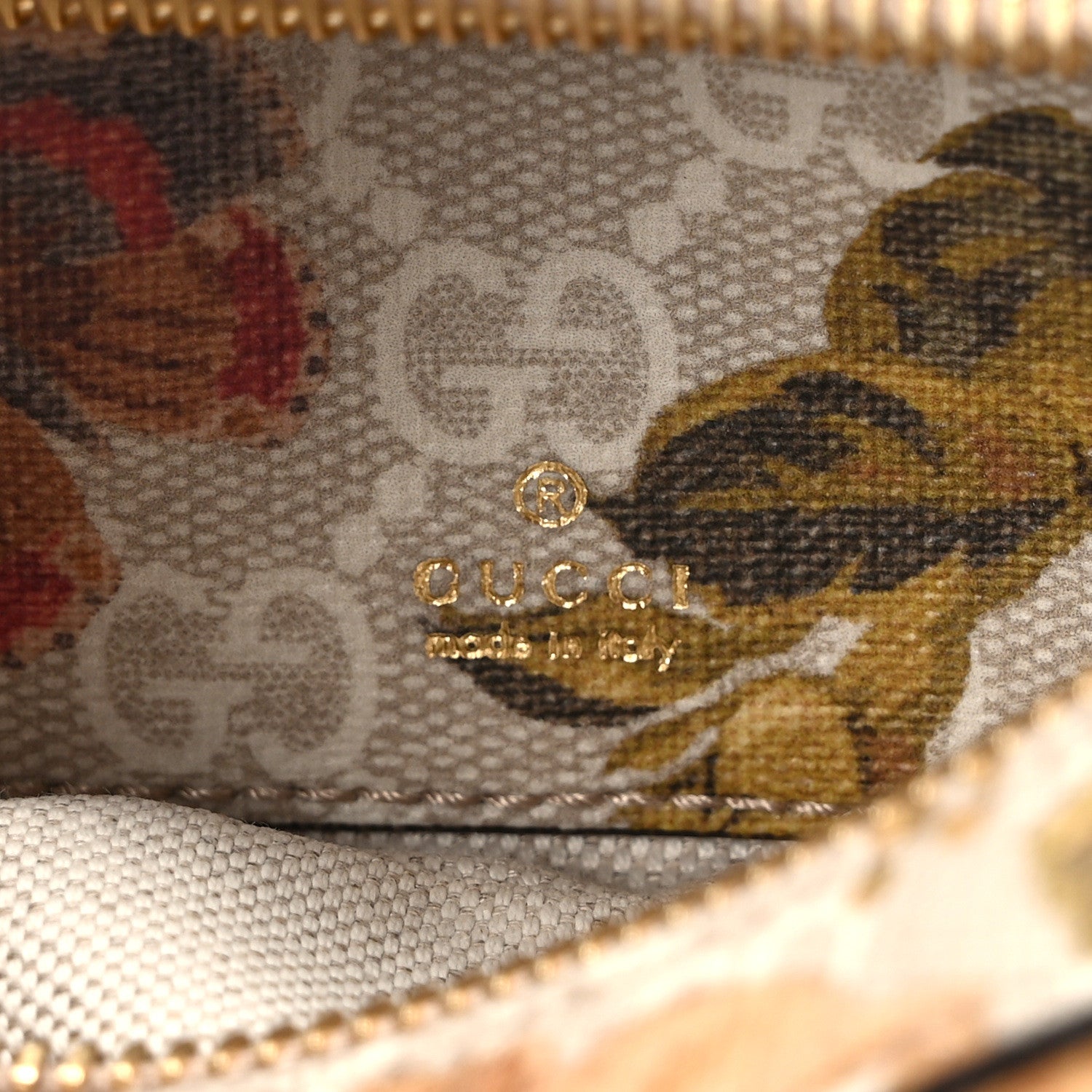 Gucci GG Supreme Monogram Water Flora Web Mini Ophidia Half Moon Hobo Beige Blue Multicolor 5 of 11
