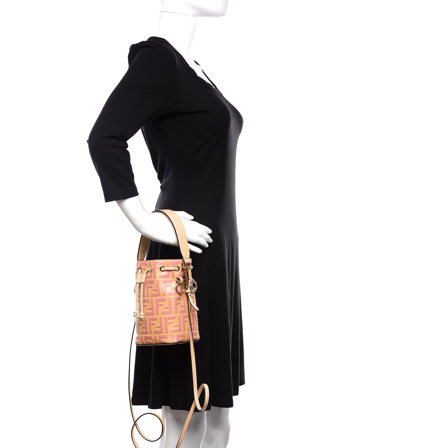 Fendi Vitello Liberty F is Fendi Bi-Color FF 1974 Embossed Mini Mon Tresor Bucket Bag Savana Lollypop 2 of 10