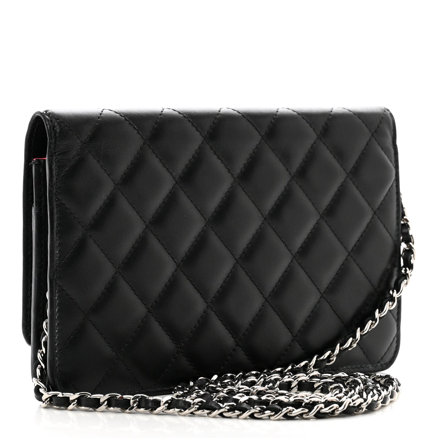 Calfskin Quilted Cambon Wallet on Chain WOC Black