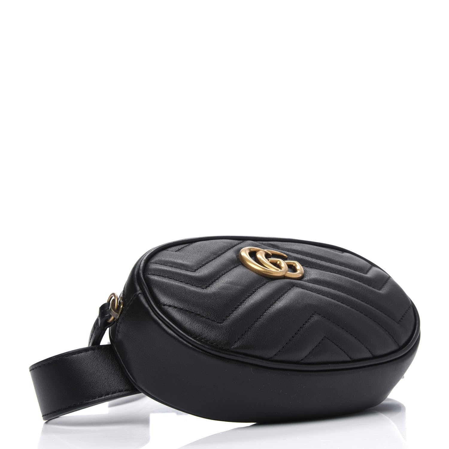 Gucci Calfskin Matelasse GG Marmont Belt Bag 85 34 Black 3 of 4