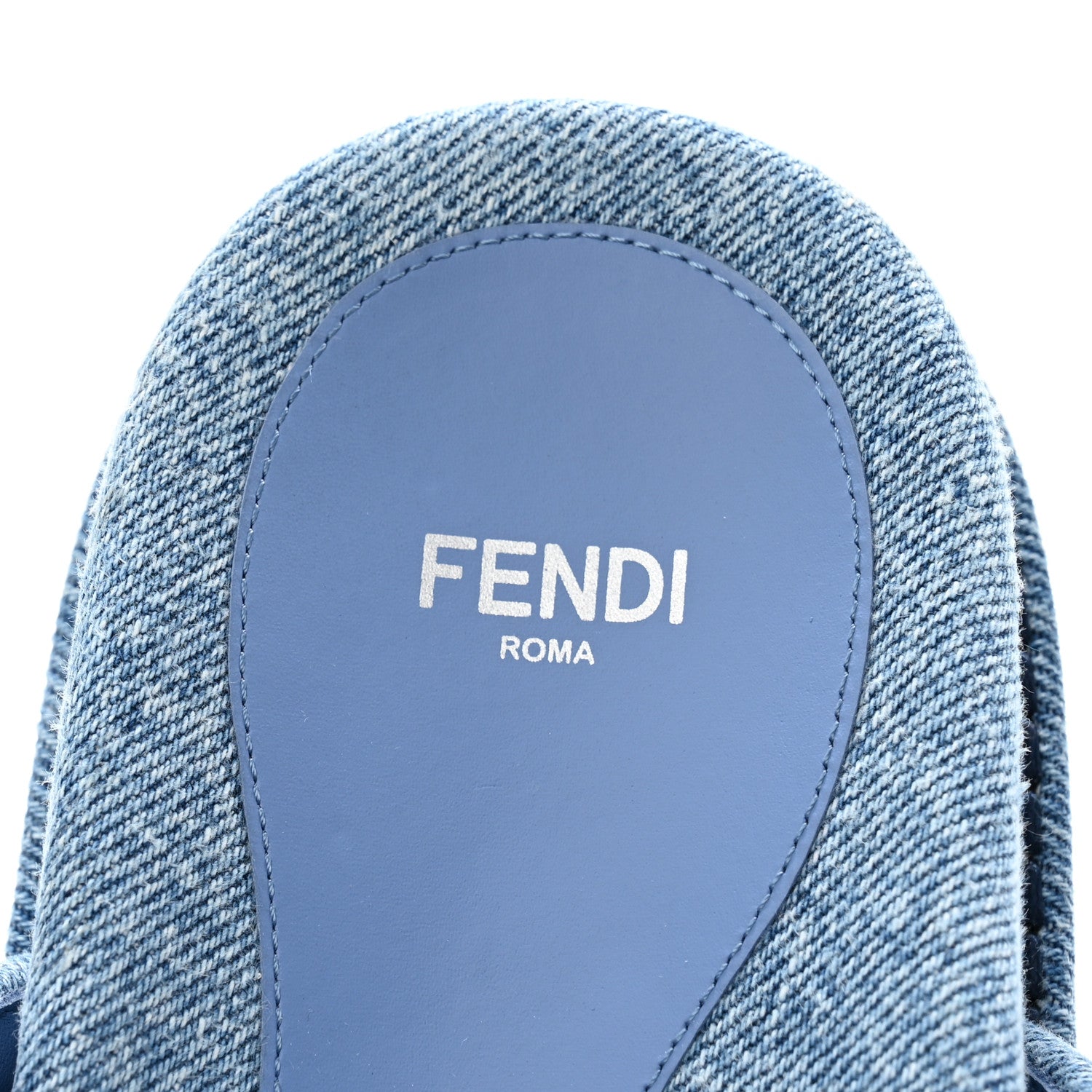 Fendi Denim FF Quilted Fendi Feel Buckled Slide Sandals 37.5 Blue 8 of 10