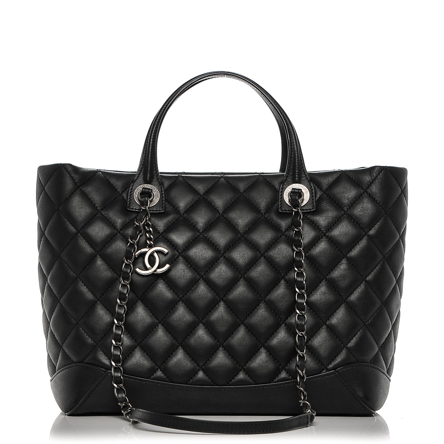Chanel Calfskin Quilted Small Easy Shopping Tote Black 2 of 14