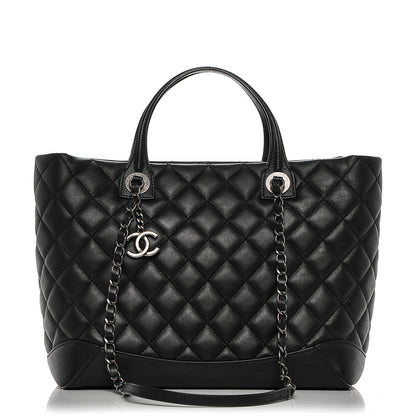 Chanel Calfskin Quilted Small Easy Shopping Tote Black 2 of 14
