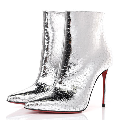 Christian Louboutin Calfskin Craquele So Kate Booty 110 Ankle Boots 36 Silver 3 of 7