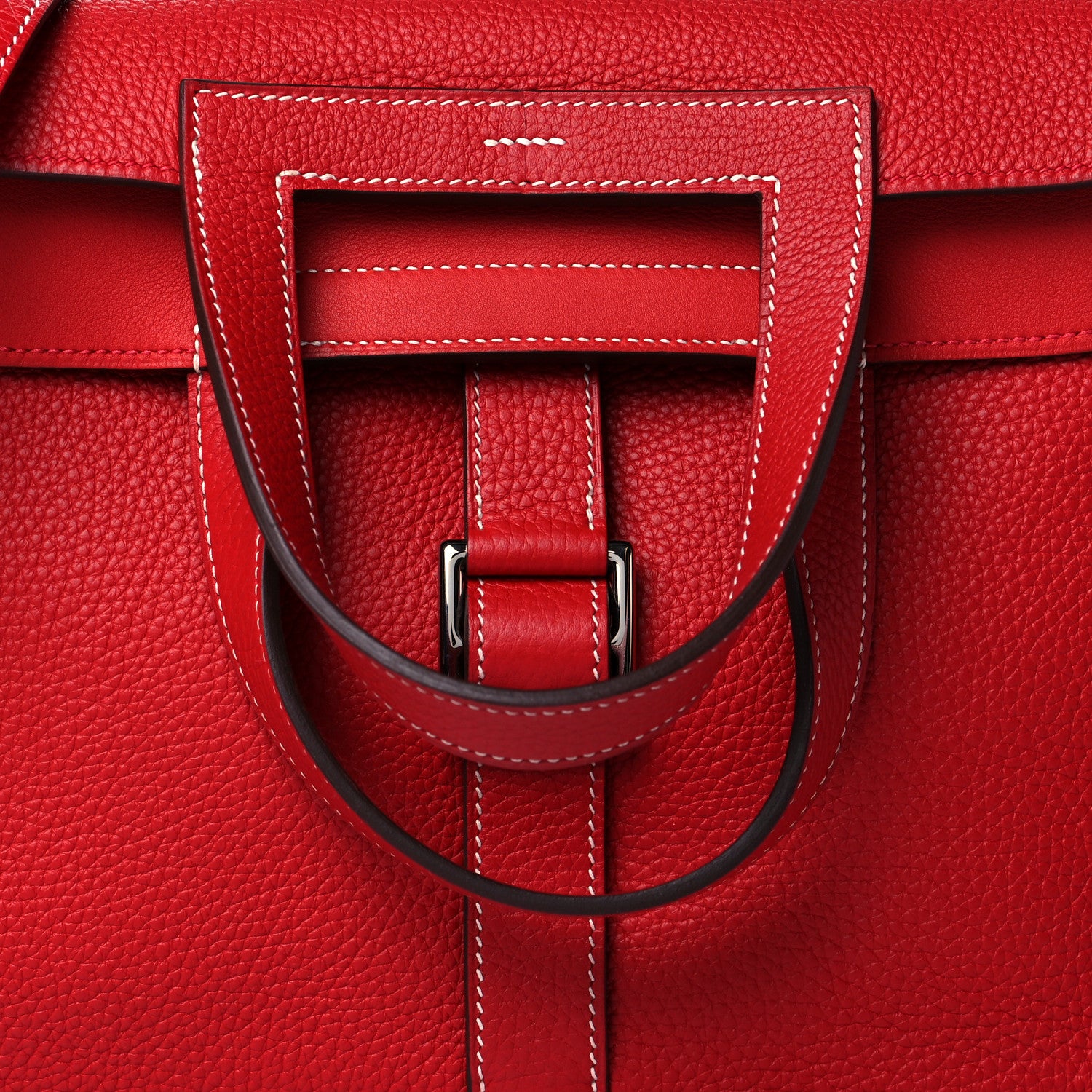 Hermes Taurillon Clemence Verso Halzan 31 GM Rouge Casaque Vermillion 7 of 10