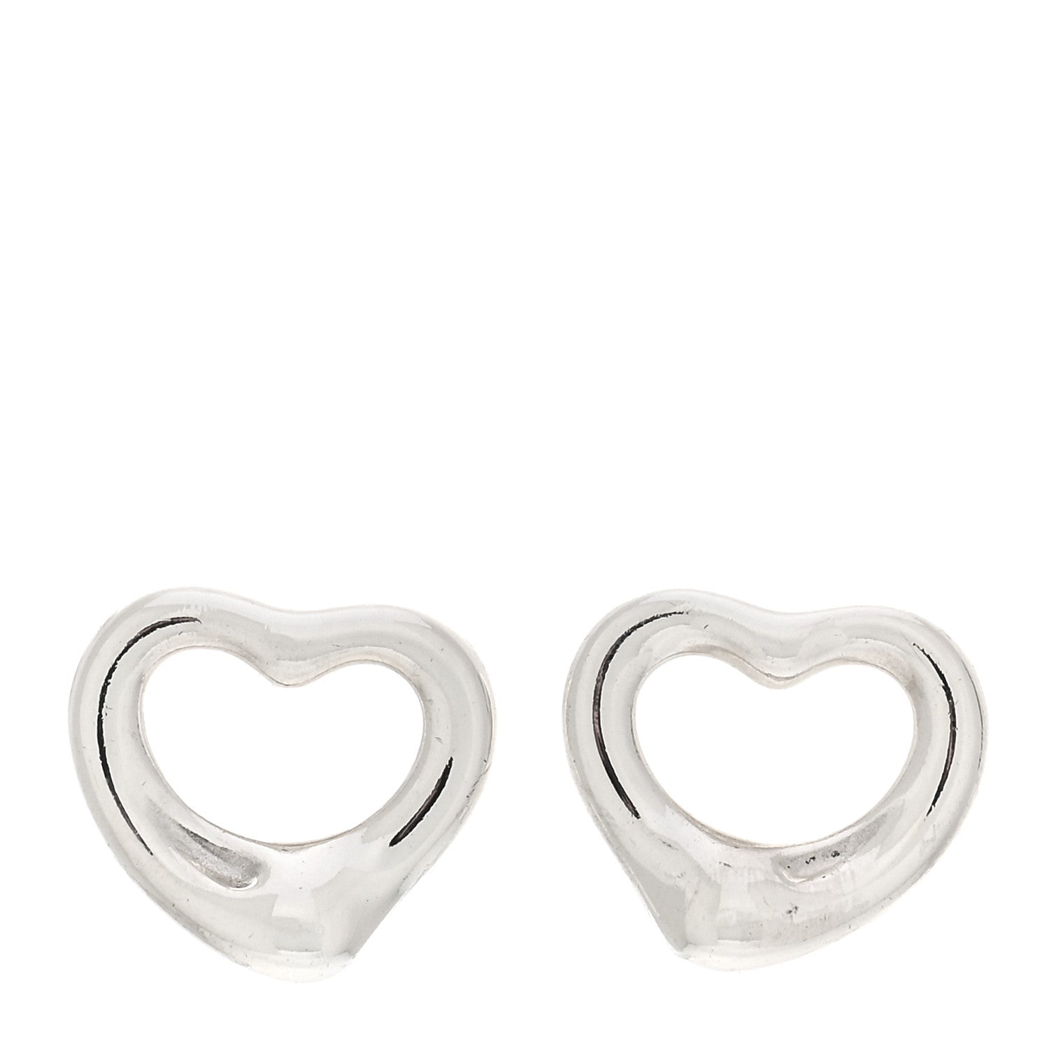 Tiffany Sterling Silver 11mm Elsa Peretti Open Heart Earrings 1 of 4