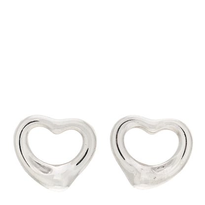 Tiffany Sterling Silver 11mm Elsa Peretti Open Heart Earrings 1 of 4