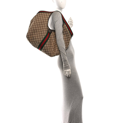 Gucci GG Monogram Web Large Giglio Tote Beige Brown 2 of 10