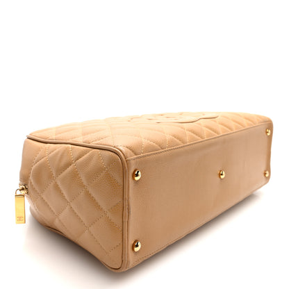Chanel Caviar Quilted Large Bowler Bag Beige 3 of 9