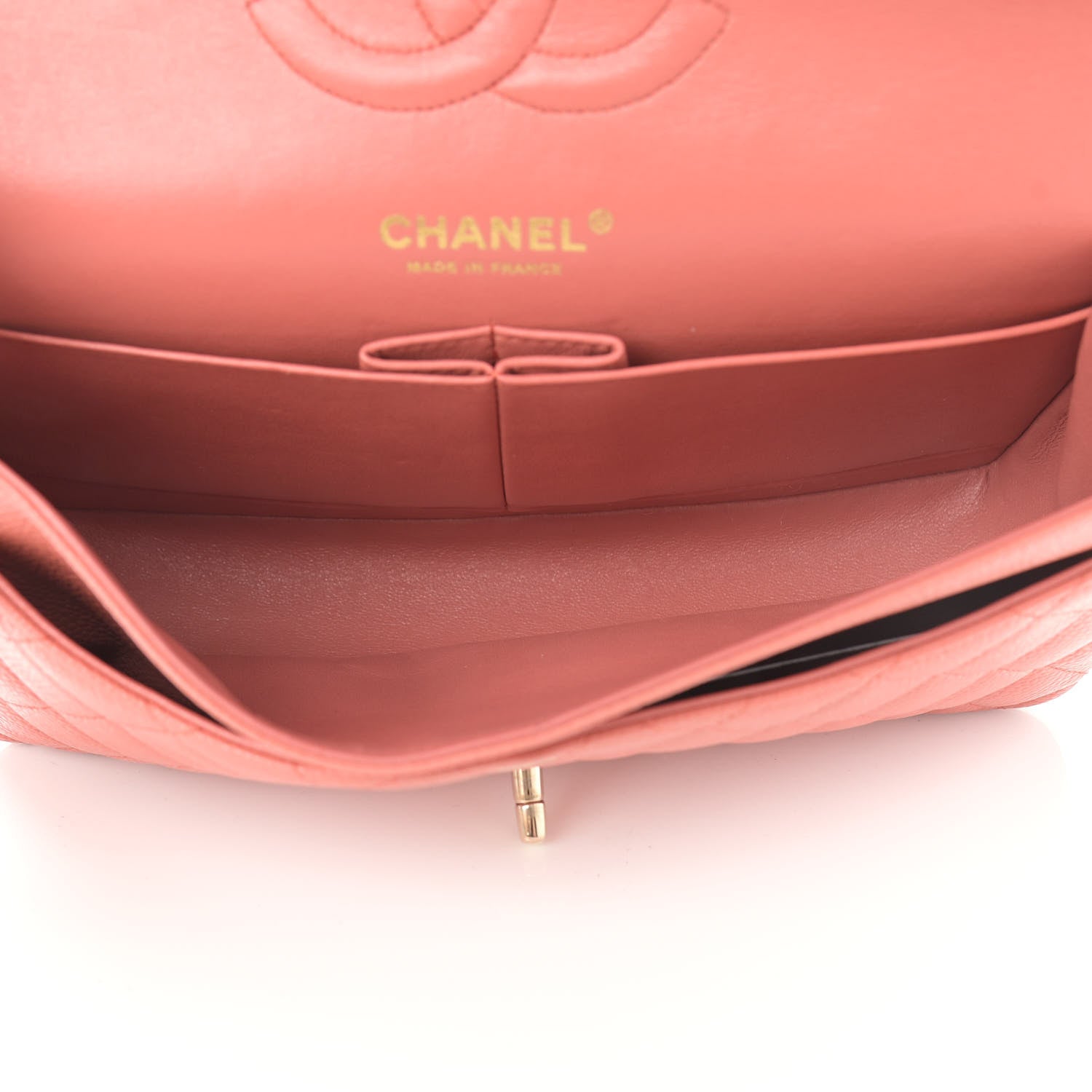 Chanel Caviar Quilted Medium Double Flap Coral 5 of 14