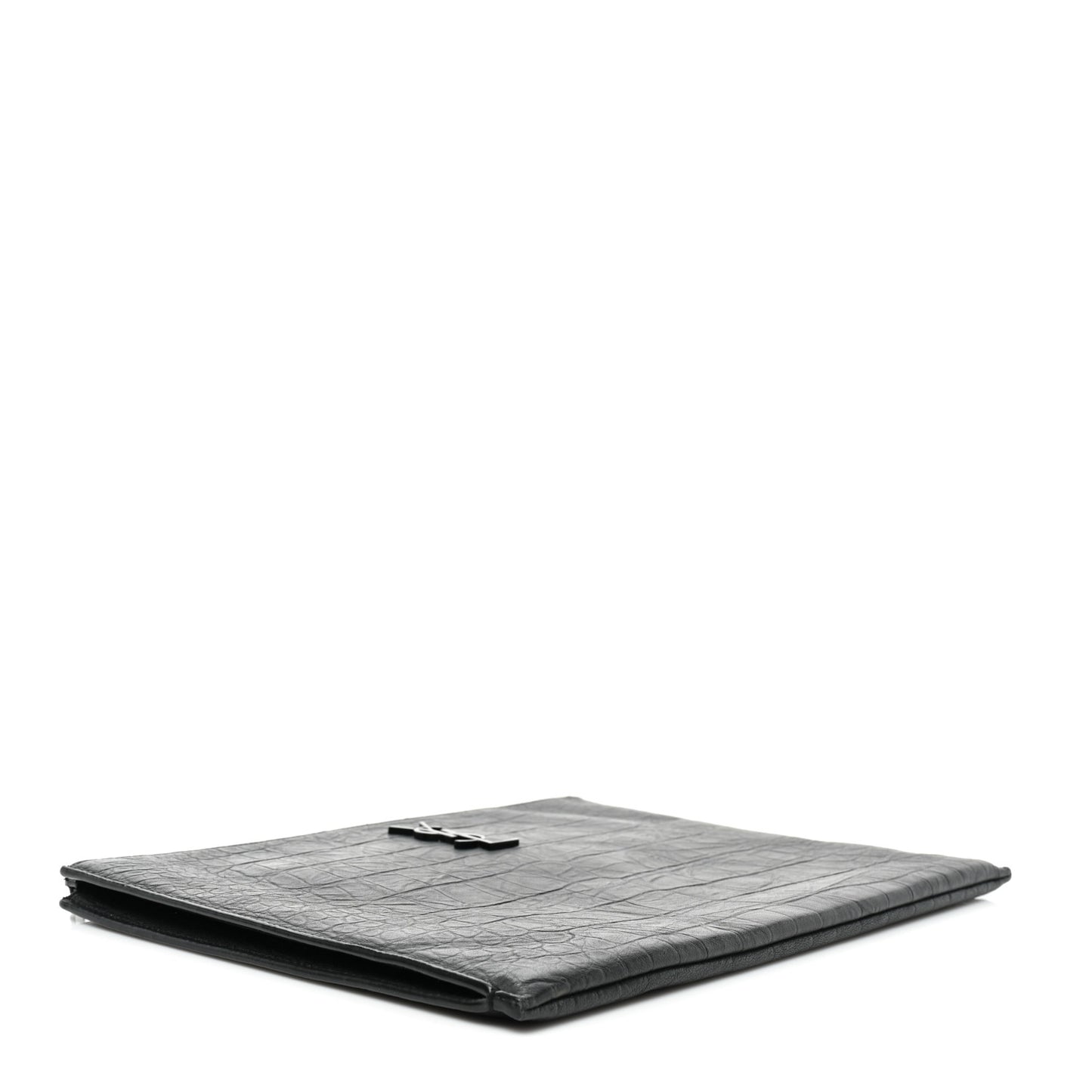 Calfskin Crocodile Embossed Monogram iPad Case Black