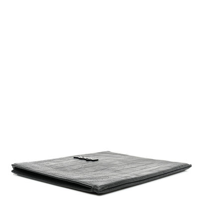 Saint Laurent Calfskin Crocodile Embossed Monogram iPad Case Black 4 of 6