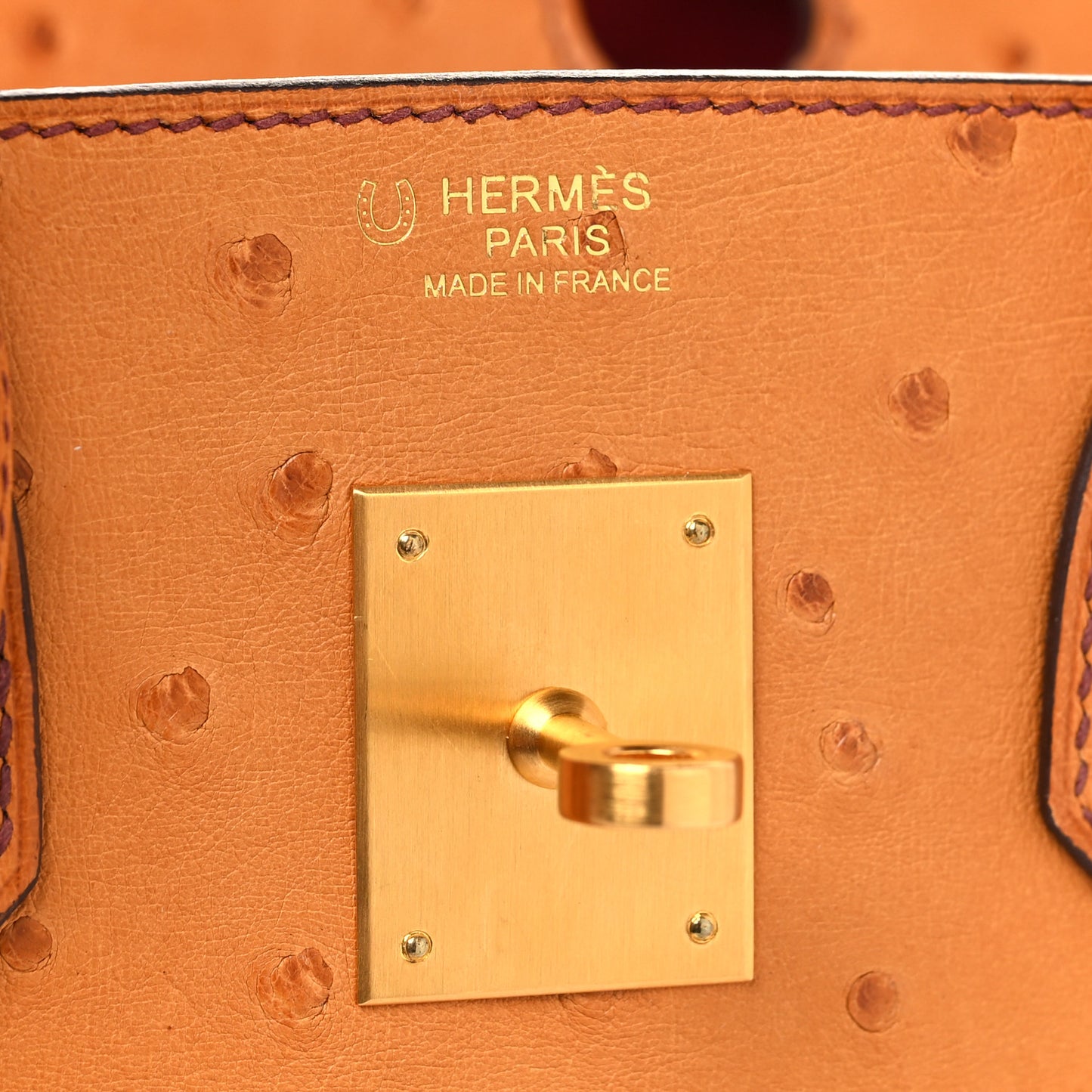 Ostrich Horseshoe Birkin 30 Cognac Rose Extreme