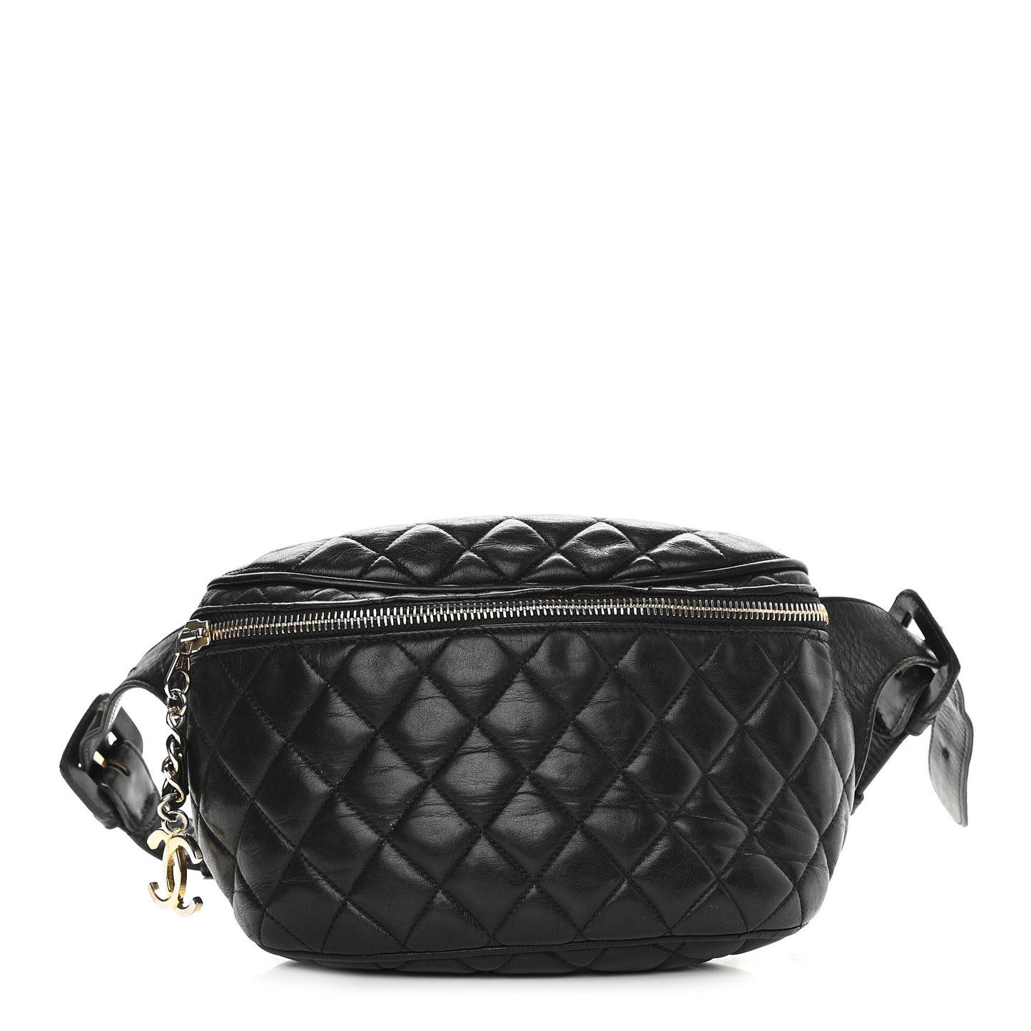 Lambskin Quilted Waist Belt Bag Black