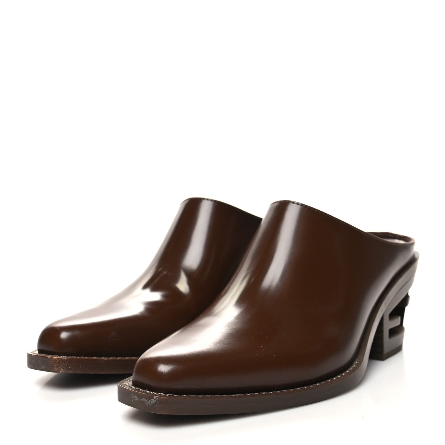Fendi Vitello Abrasivato FF Cut Mules 37 Cuoio 3 of 9