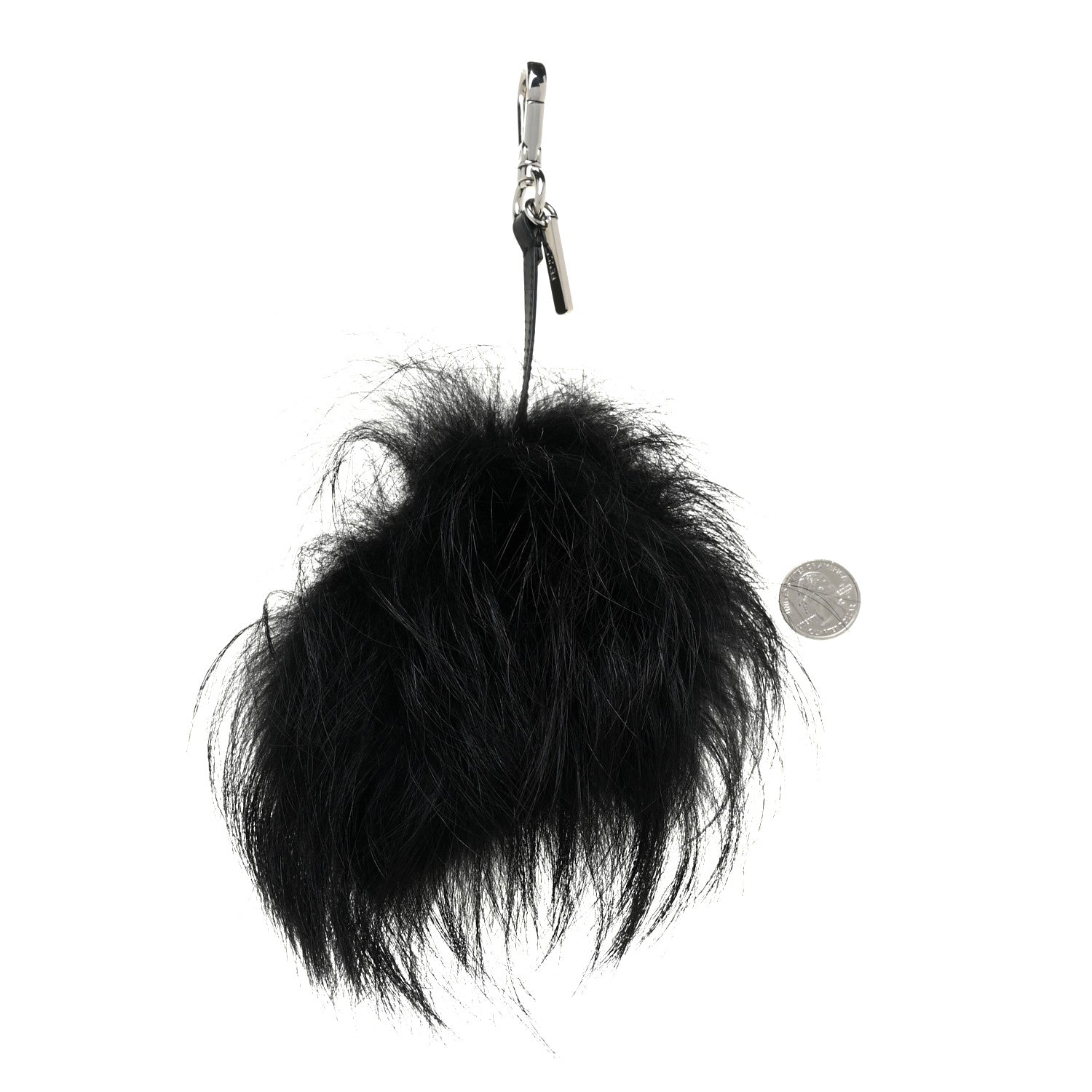 Fendi Fox Fur Calfskin Monster Bag Bug Cube Charm Black 2 of 6