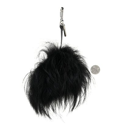 Fendi Fox Fur Calfskin Monster Bag Bug Cube Charm Black 2 of 6