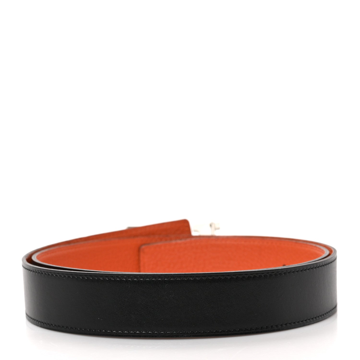 Hermes Box Togo 32mm H Belt 90/36 Black Orange 2 of 4