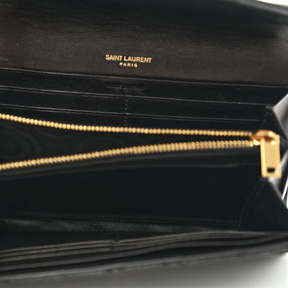 Saint Laurent Lambskin Quilted Monogram Large Gabbie Flap Wallet Black 5 of 7