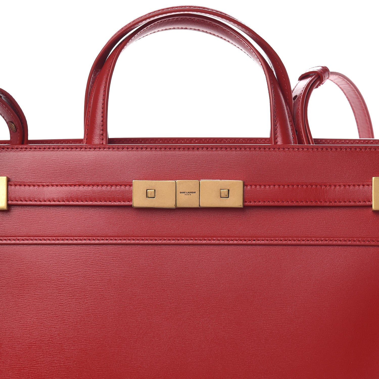 Saint Laurent Calfskin Small Manhattan Shopper Tote Red 9 of 12