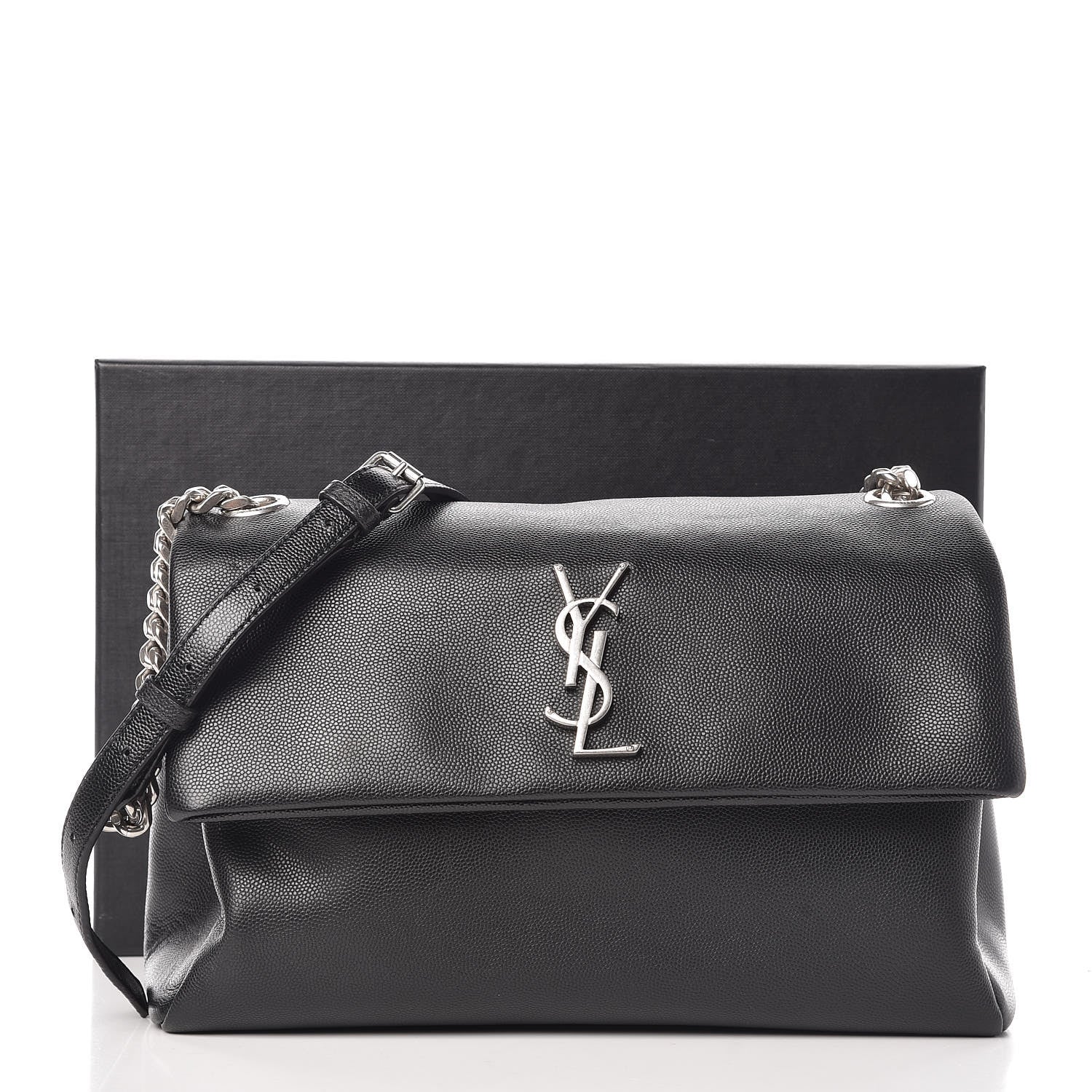 Saint Laurent Grain De Poudre Medium West Hollywood Monogram Fold-Over Black 10 of 10