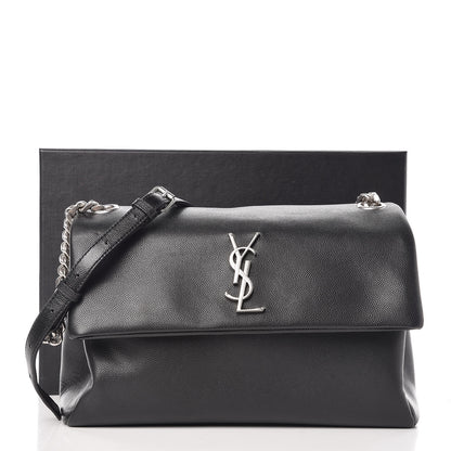 Saint Laurent Grain De Poudre Medium West Hollywood Monogram Fold-Over Black 10 of 10