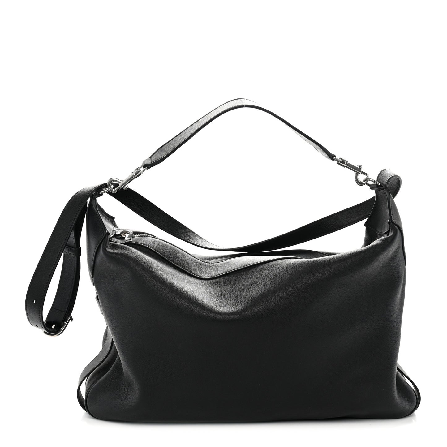 Supple Calfskin Large Romy Shoulder Bag Black