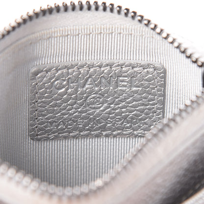 Chanel Metallic Caviar Quilted CC Zip Card Holder Silver 6 of 12