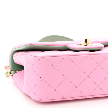 Chanel Lambskin Quilted Mini Top Handle Rectangular Flap Lilac Light Green 9 of 11