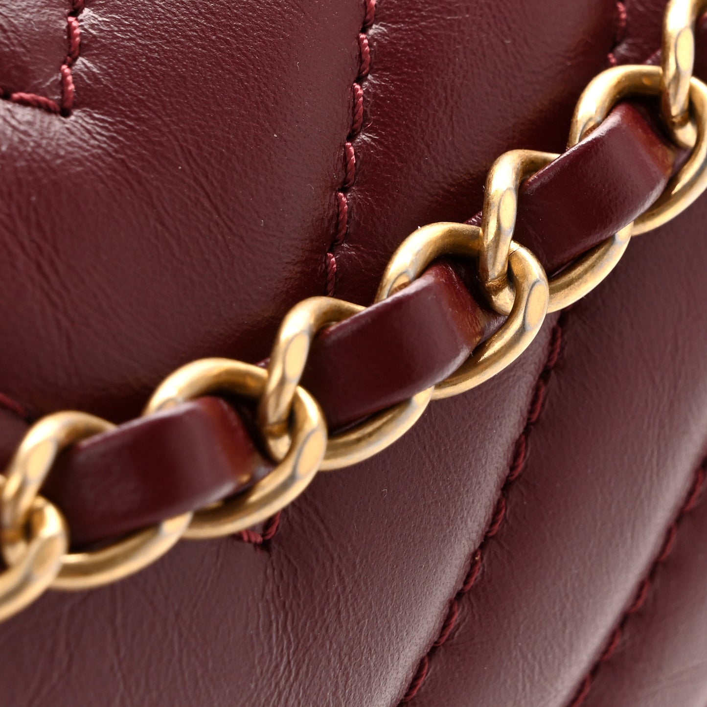 Aged Calfskin Chevron Quilted Backpack Red