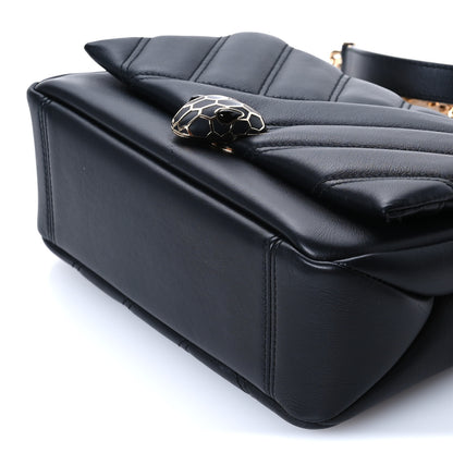 Bulgari Calfskin Matelasse Small Serpenti Cabochon Shoulder Bag Black 10 of 10