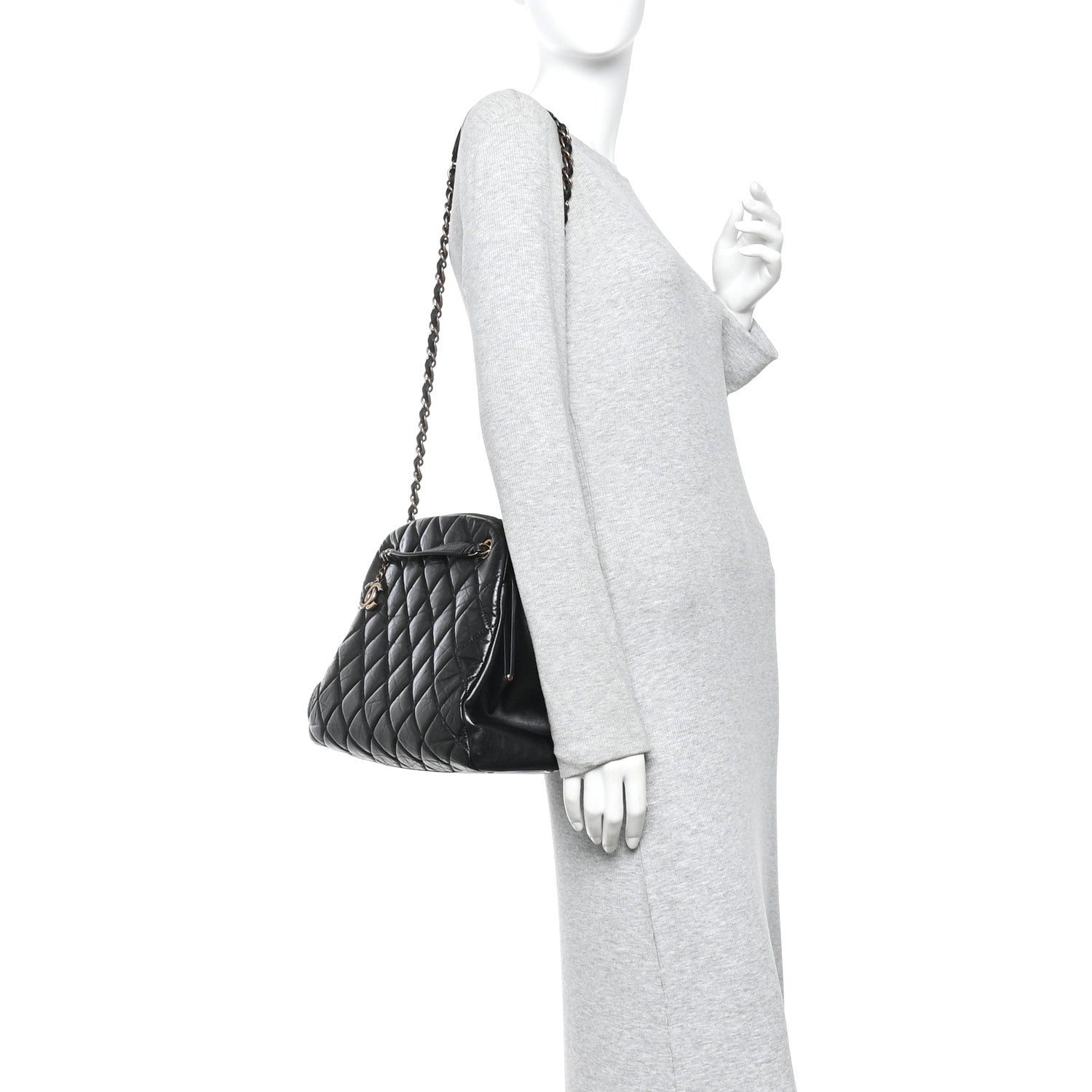 Chanel Aged Calfskin Large Just Mademoiselle Bowling Bag Black 2 of 11