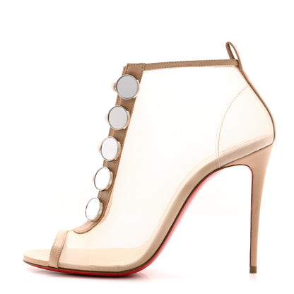 Christian Louboutin Mesh Nappa Marikate 100 Ankle Boots 38.5 Nude 1 of 7