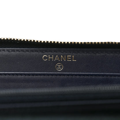 Chanel Caviar Quilted Large Gusset Zip Around Wallet Navy 6 of 10