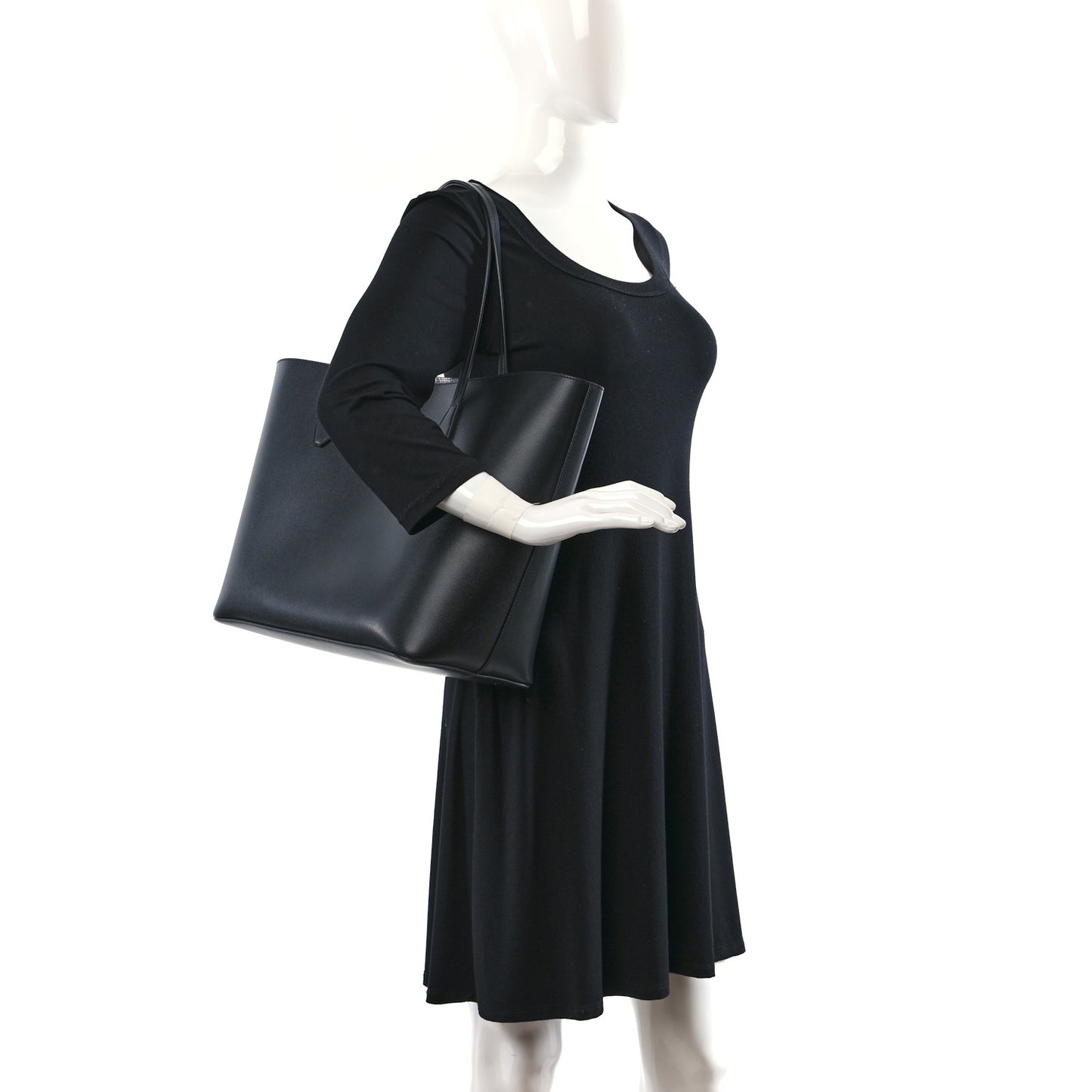 Smooth Calfskin Logo Tote Black