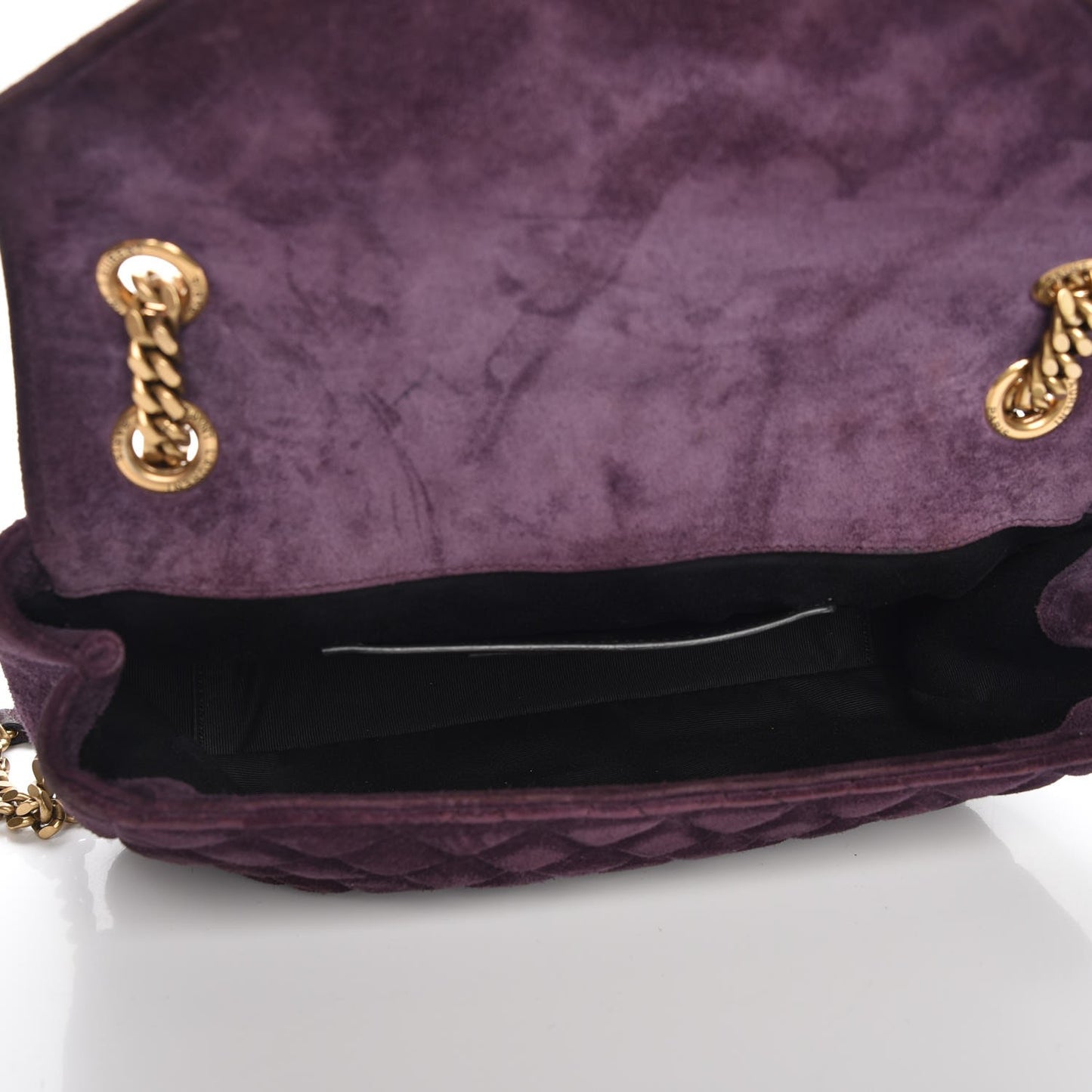 Suede Medium Tri-Quilt Monogram Medium College Bag Prune