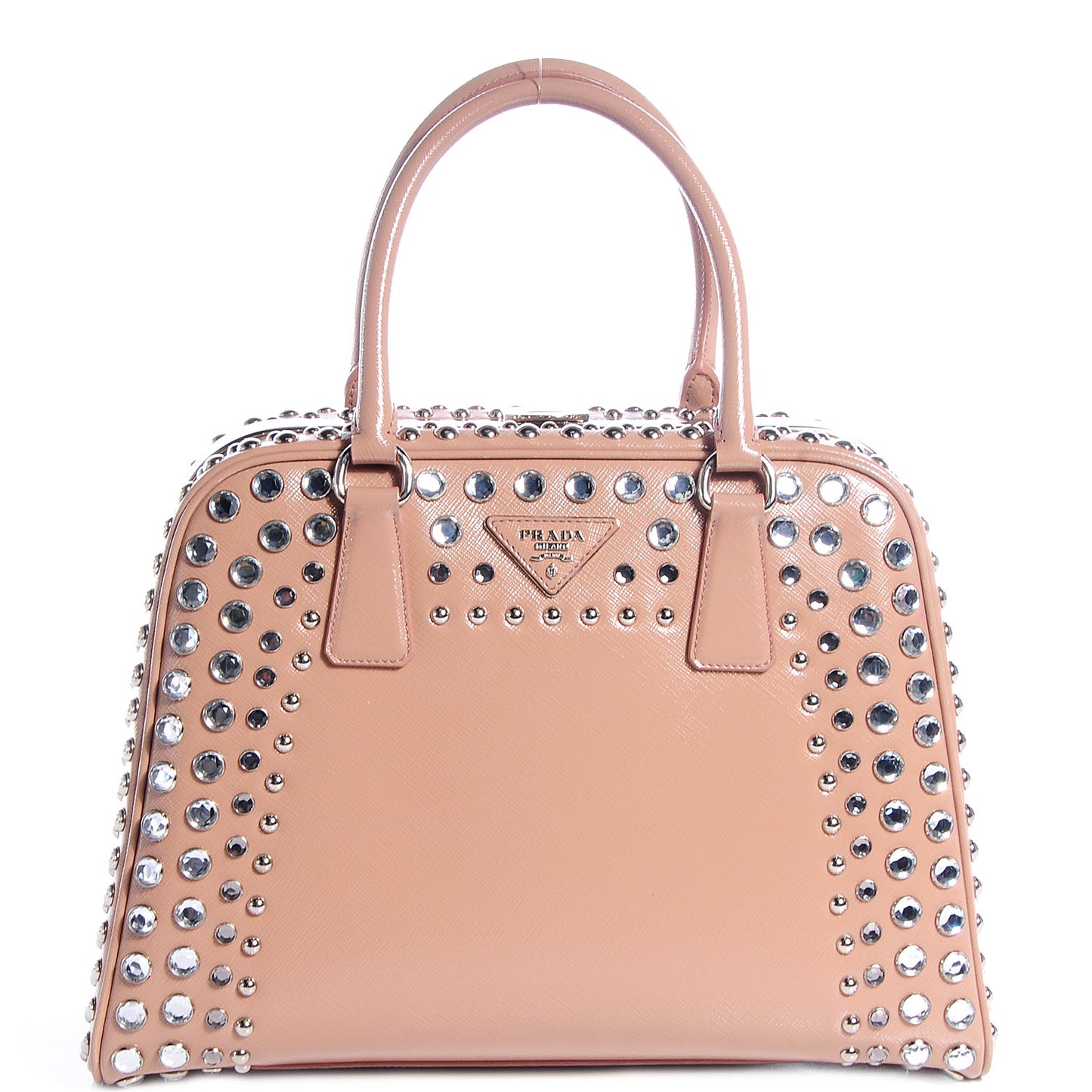 Saffiano Vernice Crystal Pyramid Bag Cammeo