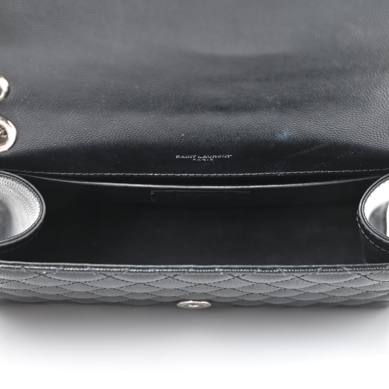 Saint Laurent Grain De Poudre Textured Mixed Matelasse Triquilt Medium Monogram Satchel Black 5 of 9