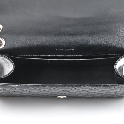 Saint Laurent Grain De Poudre Textured Mixed Matelasse Triquilt Medium Monogram Satchel Black 5 of 9