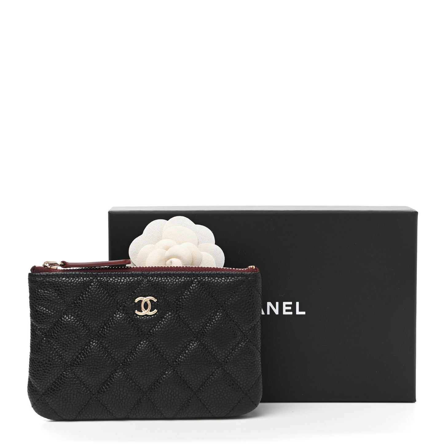 Caviar Quilted Small Cosmetic Case Black